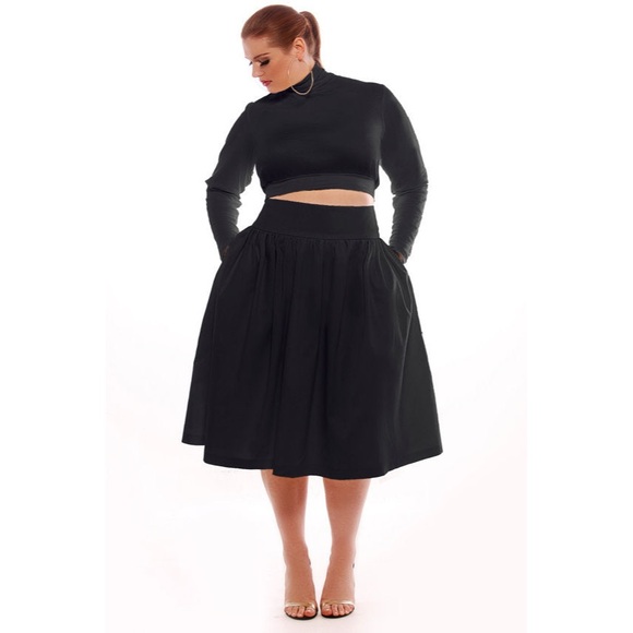 Jibri Dresses & Skirts - Jibri Women’s High Waist Wide Band A-Line Midi Skirt Black Size 1